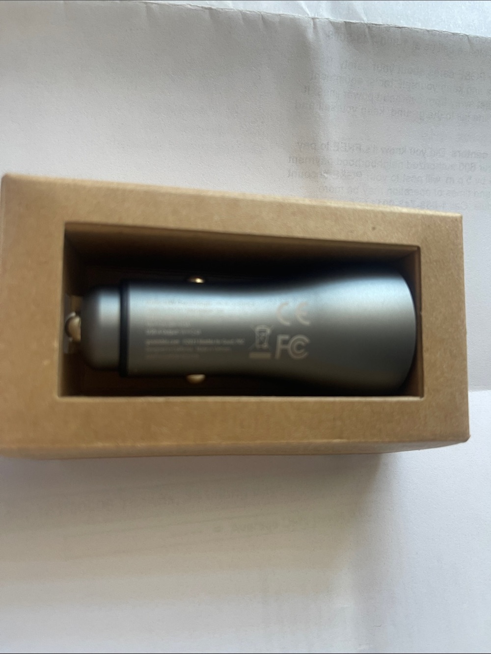 Compact Metallic Gray Dual-Port USB Car Charger with Fast Charge